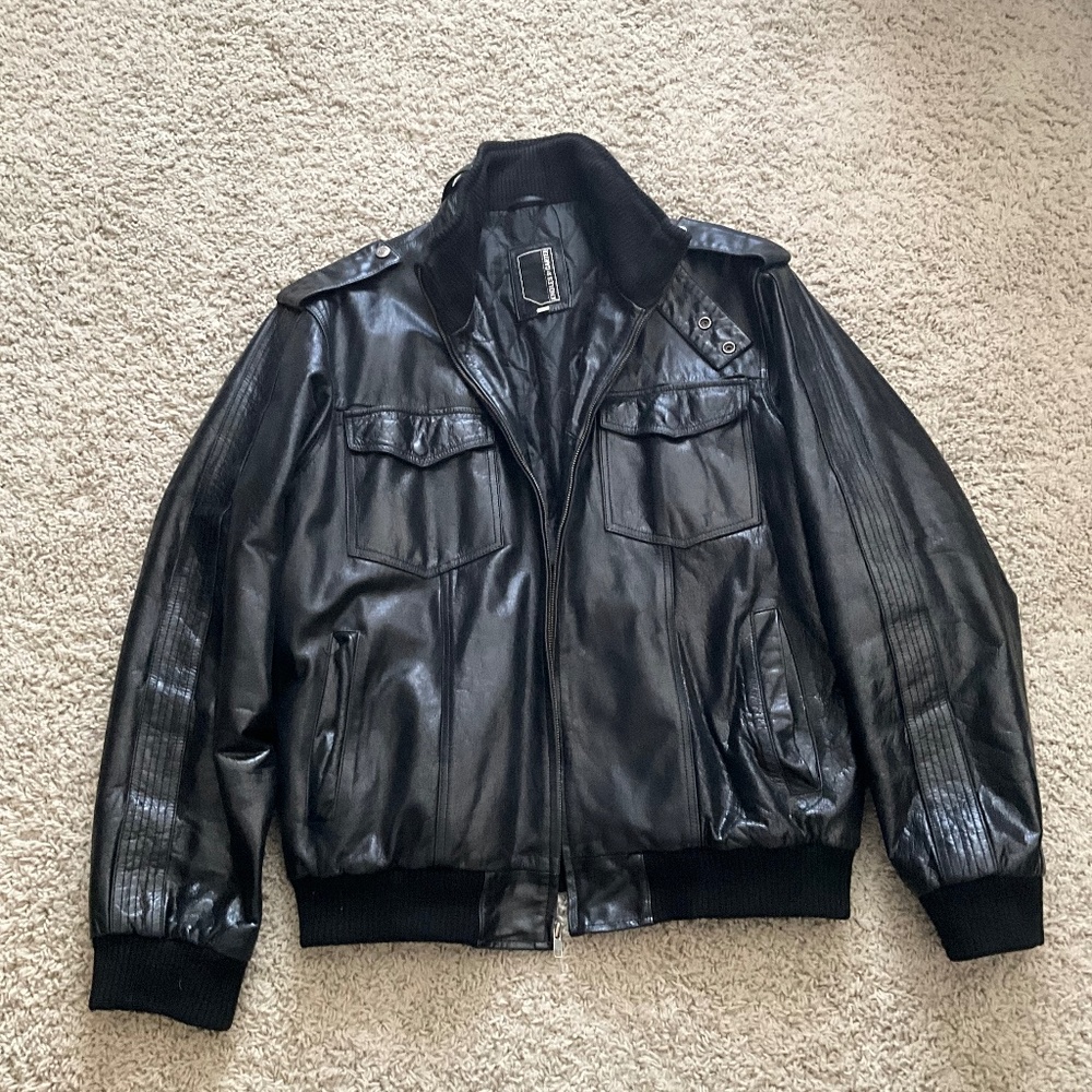 Men’s Knowles & Carter Leather Jacket Size XXL Black